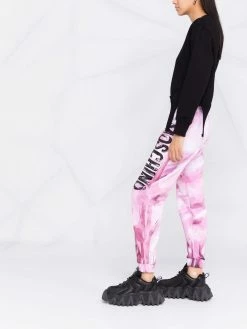 Moschino abstract-print branded track trousers