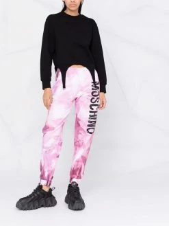 Moschino abstract-print branded track trousers