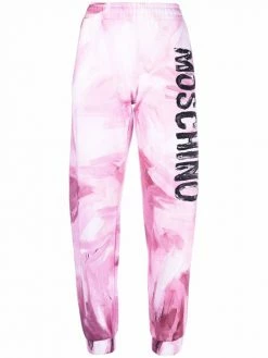 Moschino abstract-print branded track trousers