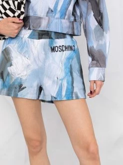 Moschino abstract-print cotton track shorts
