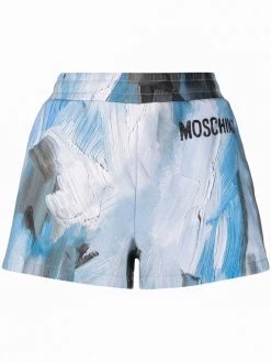 Moschino abstract-print cotton track shorts