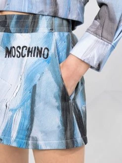 Moschino abstract-print cotton track shorts