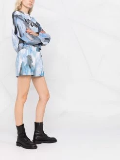Moschino abstract-print cotton track shorts