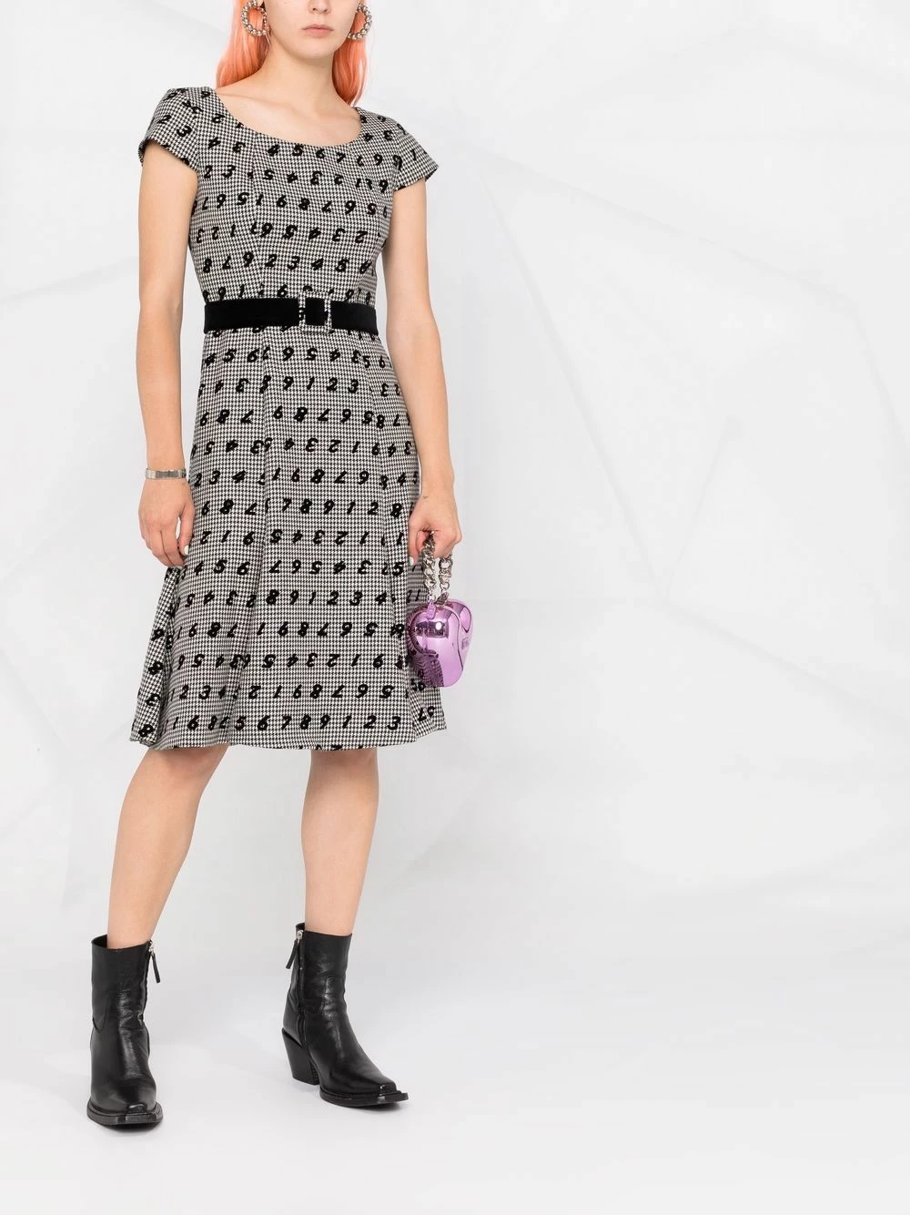 Hot Sale ๐ Moschino Numbers print houndstooth flared ๐ dress ๐ 4 Moschino numbers-print houndstooth flared dress