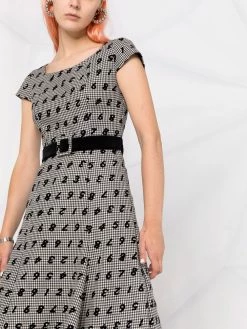 Hot Sale ๐ Moschino Numbers print houndstooth flared ๐ dress ๐ 12 Moschino numbers-print houndstooth flared dress