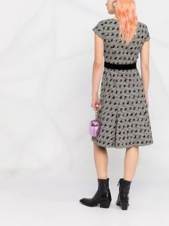 Hot Sale ๐ Moschino Numbers print houndstooth flared ๐ dress ๐ 13 Moschino numbers-print houndstooth flared dress