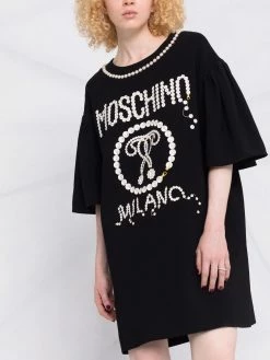 Moschino pearl-embellished T-shirt dress