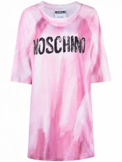 Moschino brushstroke logo-print T-shirt dress