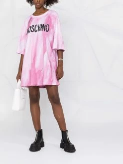 Moschino brushstroke logo-print T-shirt dress