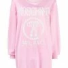 Moschino logo-print pearl-embellished sweatshirt dress