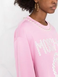 Cheapest ๐งจ Moschino Logo print pearl embellished sweatshirt ๐ dress ๐ 10 Moschino logo-print pearl-embellished sweatshirt dress