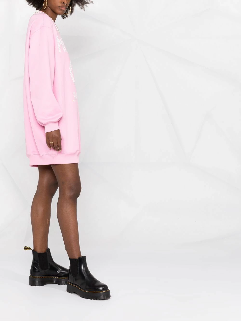 Cheapest ๐งจ Moschino Logo print pearl embellished sweatshirt ๐ dress ๐ 8 Moschino logo-print pearl-embellished sweatshirt dress