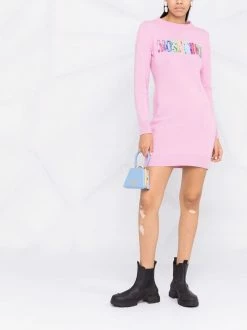 Moschino logo-print knitted dress