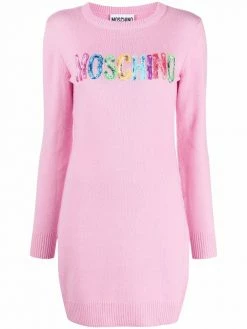 Moschino logo-print knitted dress