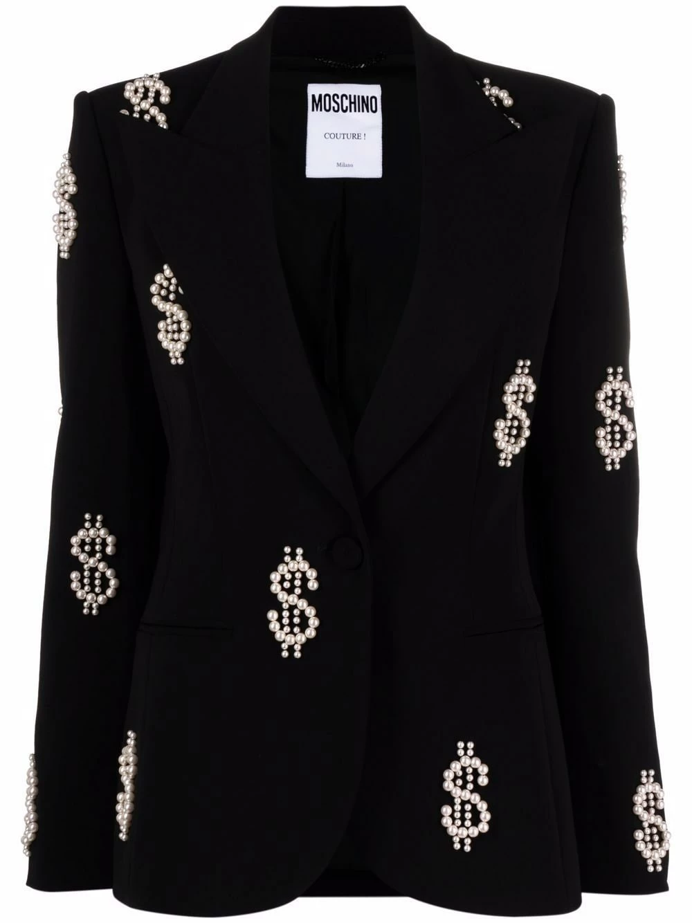 Cheapest ๐ Moschino Dollar sign pearl embellished blazer ๐งจ 3 Moschino dollar sign pearl-embellished blazer