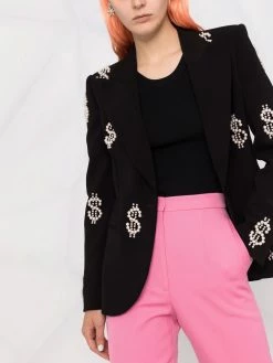 Cheapest ๐ Moschino Dollar sign pearl embellished blazer ๐งจ 10 Moschino dollar sign pearl-embellished blazer