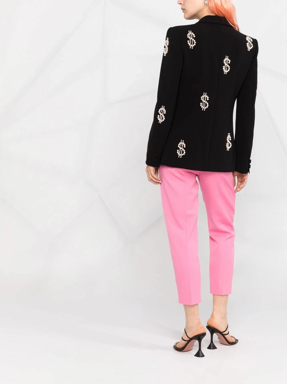 Cheapest ๐ Moschino Dollar sign pearl embellished blazer ๐งจ 6 Moschino dollar sign pearl-embellished blazer
