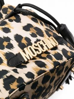 Moschino logo-letter animal bucket bag