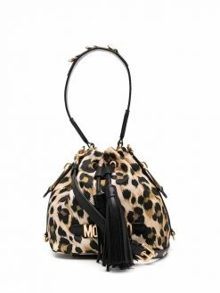 Moschino logo-letter animal bucket bag