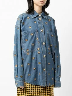 Discount ๐ Moschino Bear embroidered denim ๐ shirt ๐ 9 Moschino bear-embroidered denim shirt