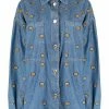 Moschino bear-embroidered denim shirt