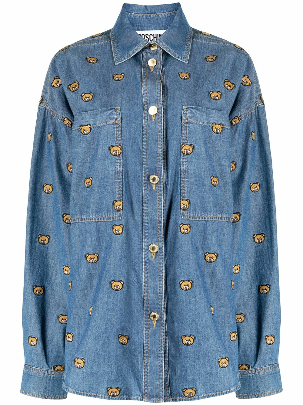 Discount ๐ Moschino Bear embroidered denim ๐ shirt ๐ 3 Moschino bear-embroidered denim shirt