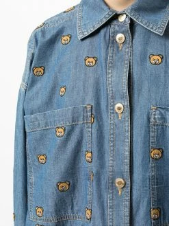 Discount ๐ Moschino Bear embroidered denim ๐ shirt ๐ 11 Moschino bear-embroidered denim shirt