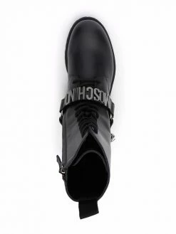 New โ๏ธ Moschino Logo plaque lace up ๐ฅพ boots โ๏ธ 9 Moschino logo-plaque lace-up boots