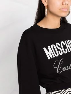Moschino rhinestone-embellished logo cropped sweatshirt