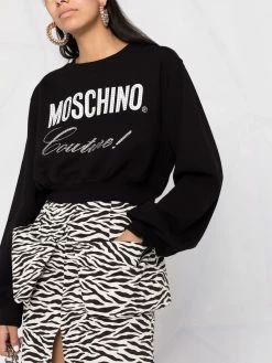 Moschino rhinestone-embellished logo cropped sweatshirt