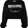 Moschino rhinestone-embellished logo cropped sweatshirt