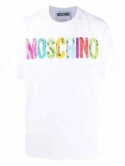 Moschino paint-effect logo-print short-sleeve T-shirt