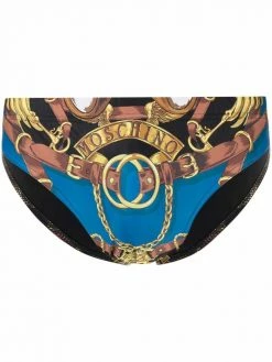 Moschino logo bridle-print swimming trunks