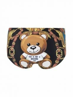 Moschino logo bridle-print swimming trunks