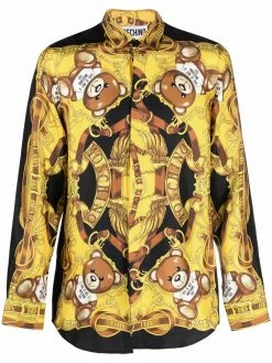 Moschino bear-motif silk shirt