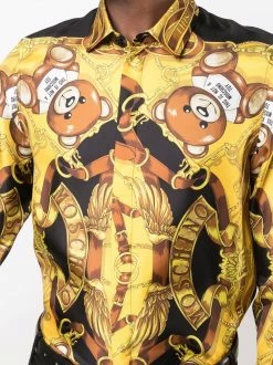 Moschino bear-motif silk shirt