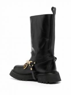 Moschino Iconic charm leather boots