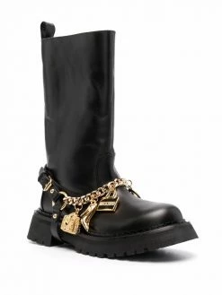 Moschino Iconic charm leather boots