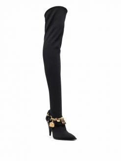 Moschino Icon charm 100mm above-knee boots