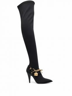 Moschino Icon charm 100mm above-knee boots