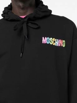 Moschino rainbow-logo pullover hoodie