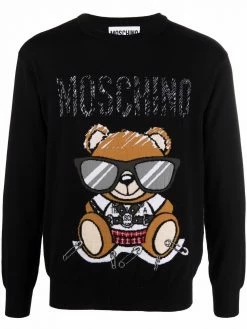 Moschino patterned intarsia-knit jumper