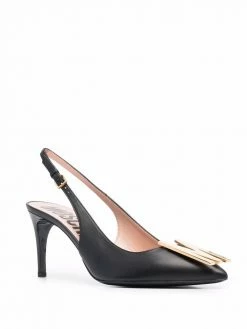 Moschino logo-plaque pointed-toe pumps