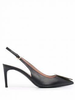 Moschino logo-plaque pointed-toe pumps