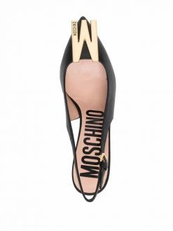 Moschino logo-plaque pointed-toe pumps