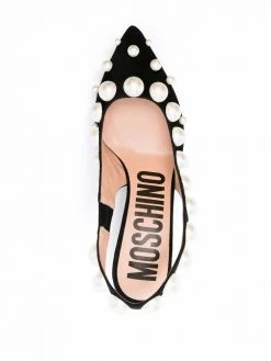 Moschino 60mm pearl-embellished slingback pumps