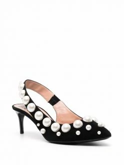 Moschino 60mm pearl-embellished slingback pumps