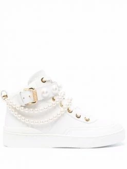 Moschino pearl-embellished mid-top sneakers