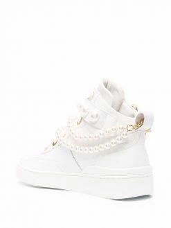 Moschino pearl-embellished mid-top sneakers