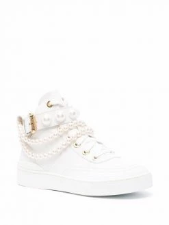 Moschino pearl-embellished mid-top sneakers